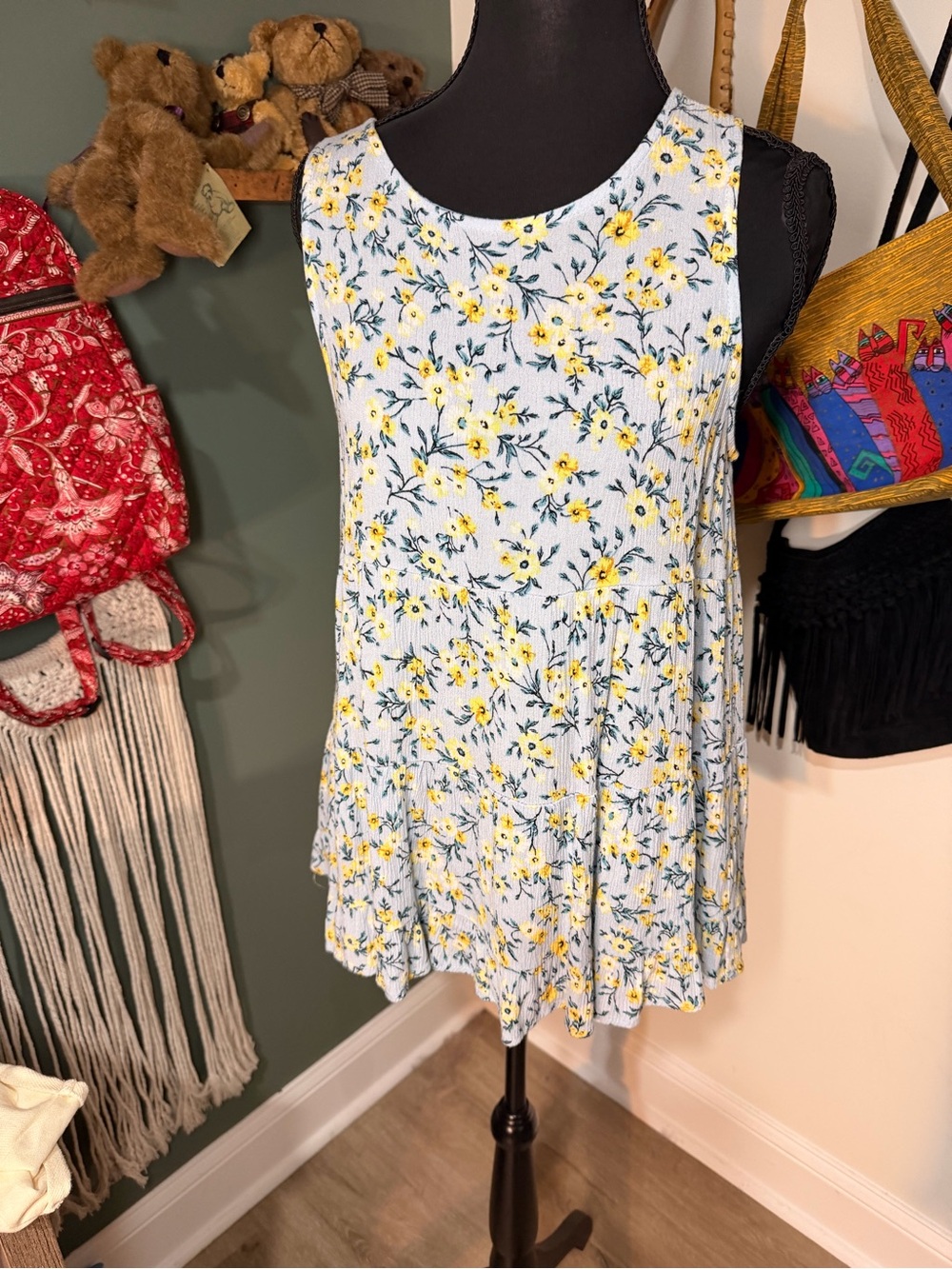 Alter’d State Floral Swing Babydoll Tank Top Size Small Women’s Boho